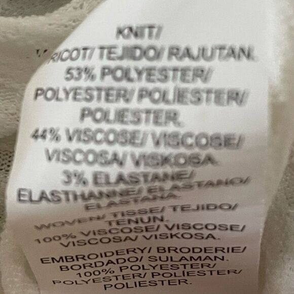 Lucky Brand Sheer Bell Sleeve Blouse · Medium · Brocade Floral Textured  · White - Picture 8 of 12